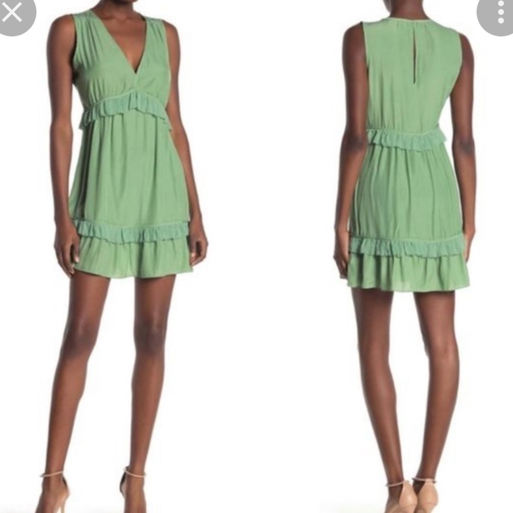 Ramy Brook light green V Neck Merida Ruffle Dress Size 8
